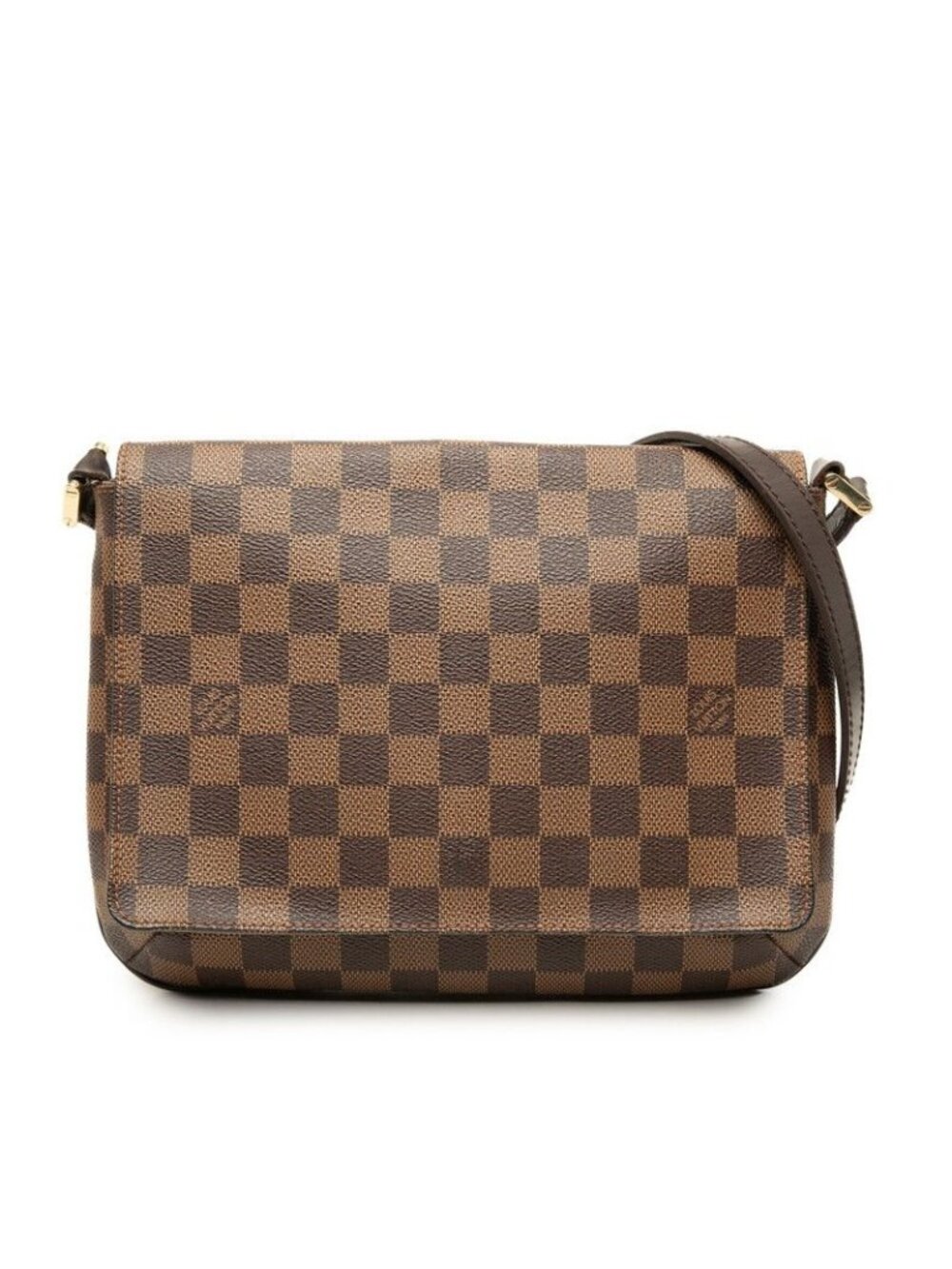 Louis Vuitton Damier Musette Tango Long Crossbody Shoulder Bag Brown Leather
